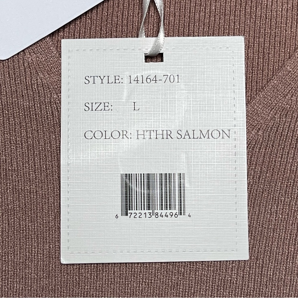 NEW Sioni Milano Mixed Media Ruffle Sleeve Blouse L Soft Knit Heather Salmon - Picture 12 of 12